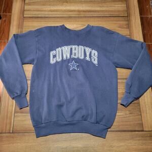 VINTAGE Dallas Cowboys LS Dark Blue Pull-Over Sweatshirt - Size Large